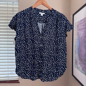 JCrew Navy Polka Dot Women's Top
